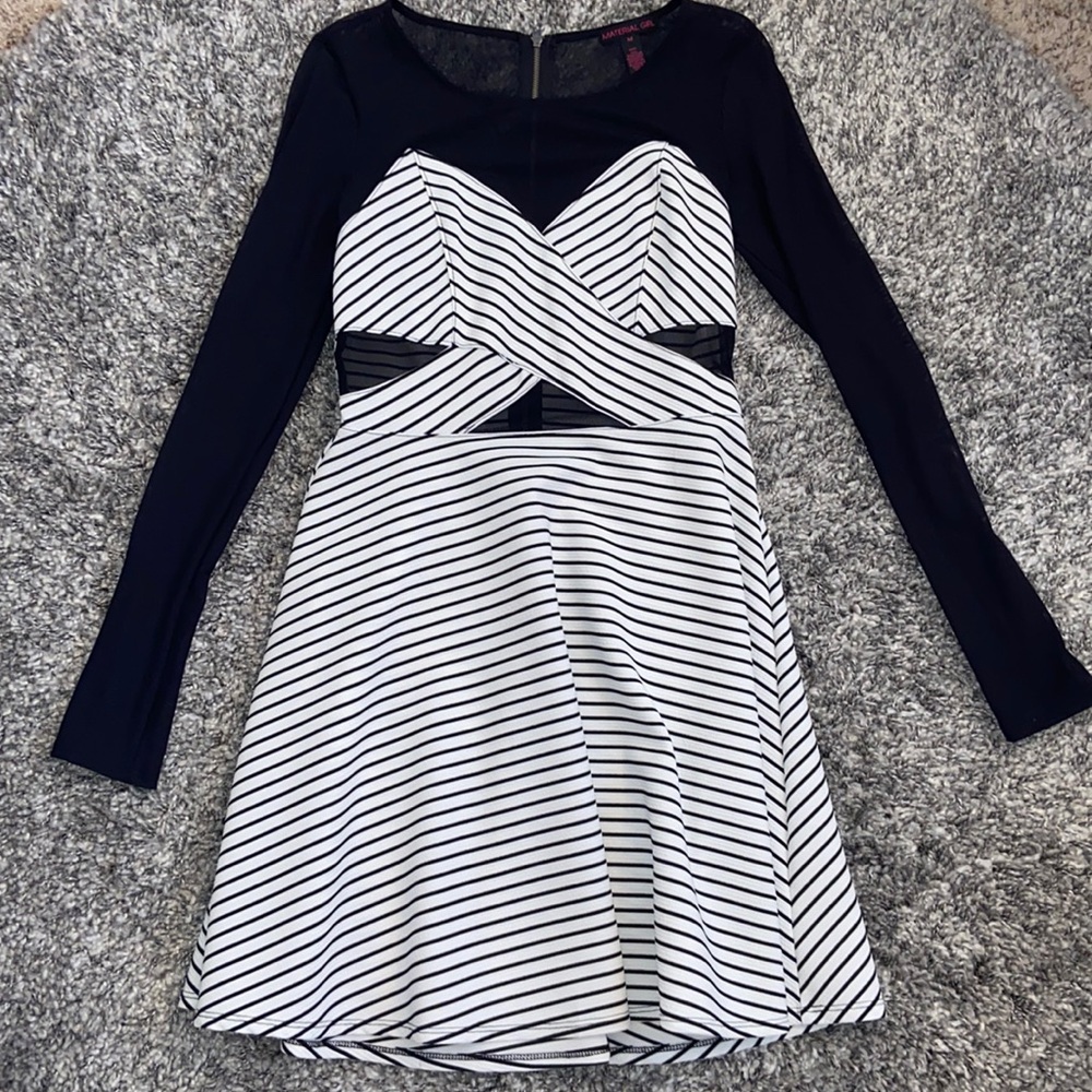 Material Girl Dress Black/White Stripe